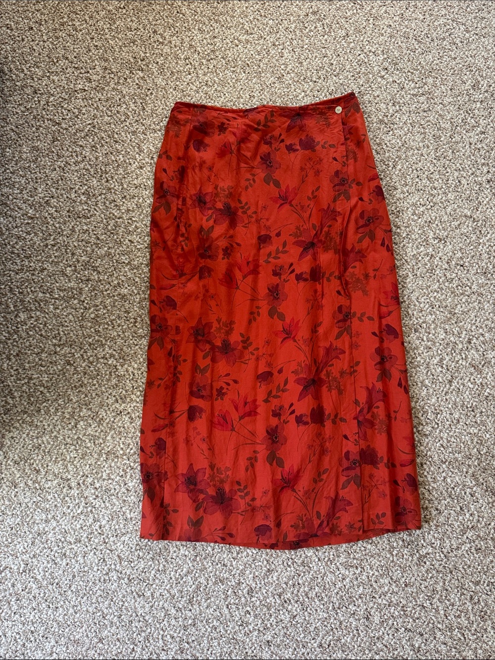 Vintage Whimsigoth Style Laura Ashley Red Floral Midi Skirt
